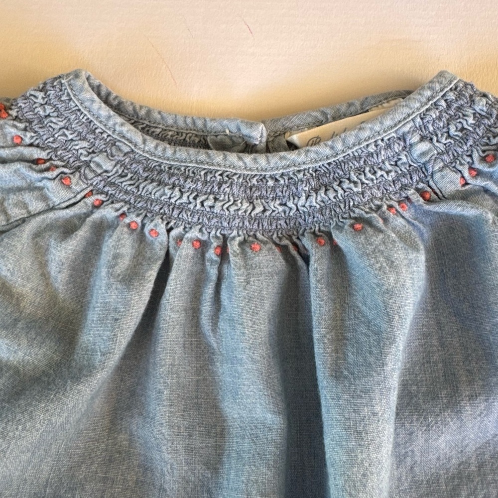 Ralph Lauren Baby Girl's Chambray Jean Long Sleeve Blouse Top Blue 24 Months - Picture 3 of 9